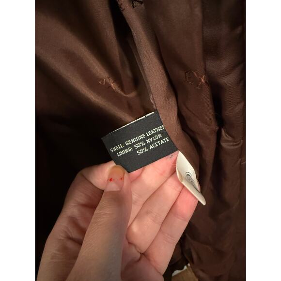 Express S Slouchy Oversized Lamb Leather Trench Coat Long Jacket 90s Brown - Picture 12 of 12